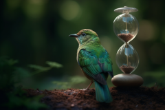 Bird with hourglass. Tool: Midjourney