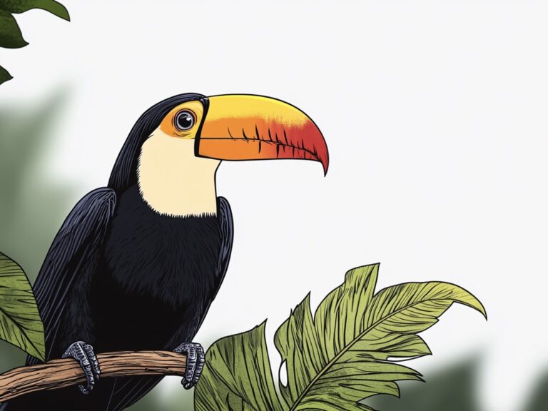 Tucan auf einem Ast, Illustration